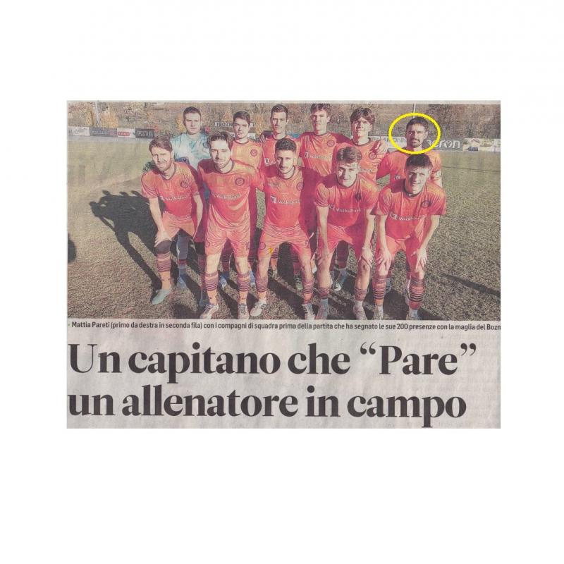 Complimenti al nostro ex studente-atleta MATTIA PARETI per il suo percorso con la prima squadra del Bozner che ha segnato 200 presenze da capitano!